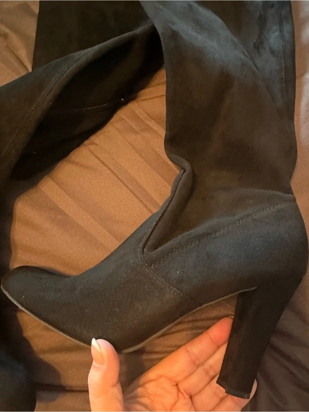 Christian Siriano Black Over-the-Knee Tie Suede High Heel Boots Sz 9.5